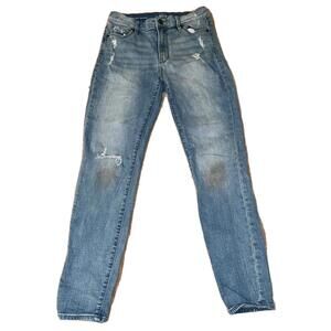 Womens LOFT Jeans Modern Skinny Ankle Sz 26 / 2 Distressed Mid Rise Ann Taylor
